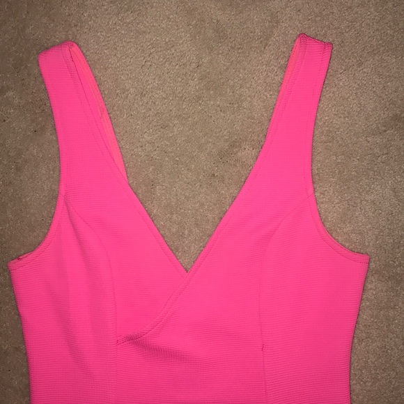 Neon Coral/Hot Pink Bodycon Dress - Picture 6 of 11